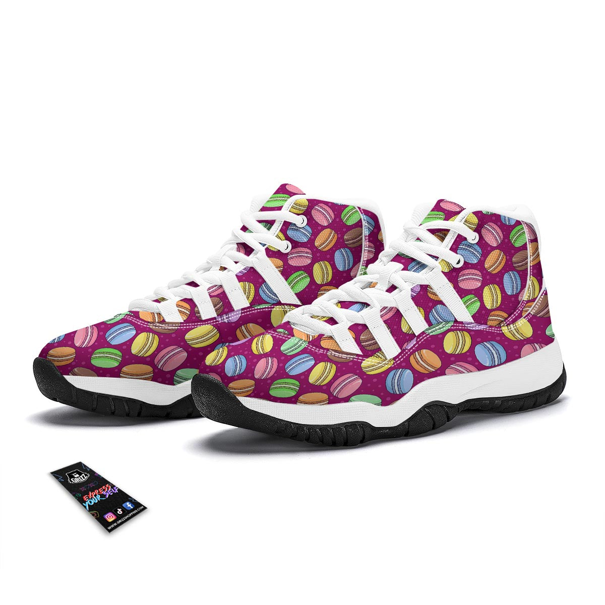 Macaron Sweet Print Pattern White Bball Shoes-grizzshop