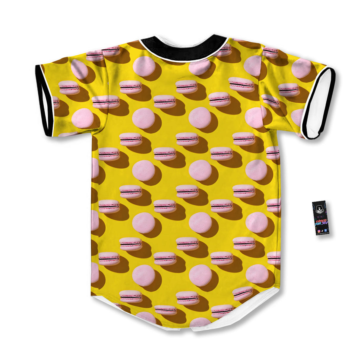 Macaron Yellow And Pink Print Pattern Baseball Jersey-grizzshop