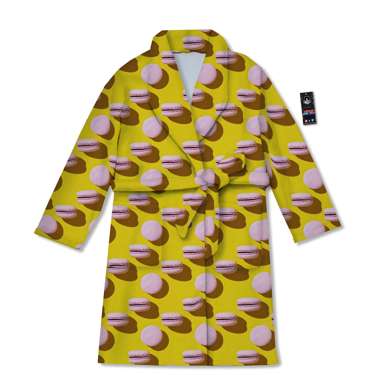 Macaron Yellow And Pink Print Pattern Bathrobe-grizzshop
