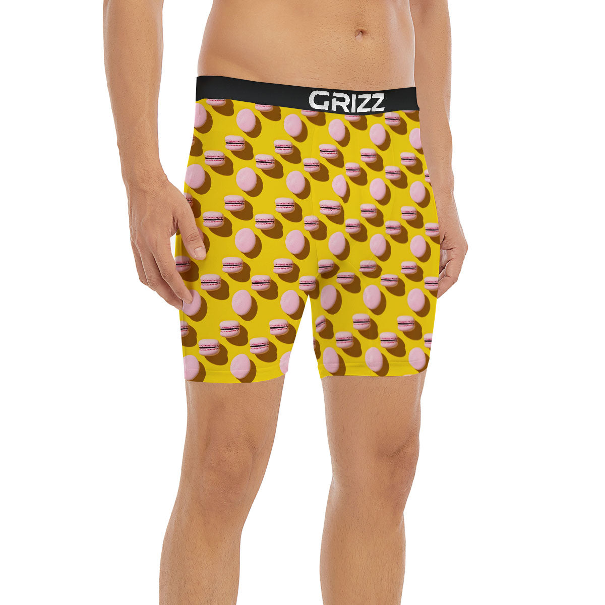 Macaron Yellow And Pink Print Pattern Boxer Briefs-grizzshop