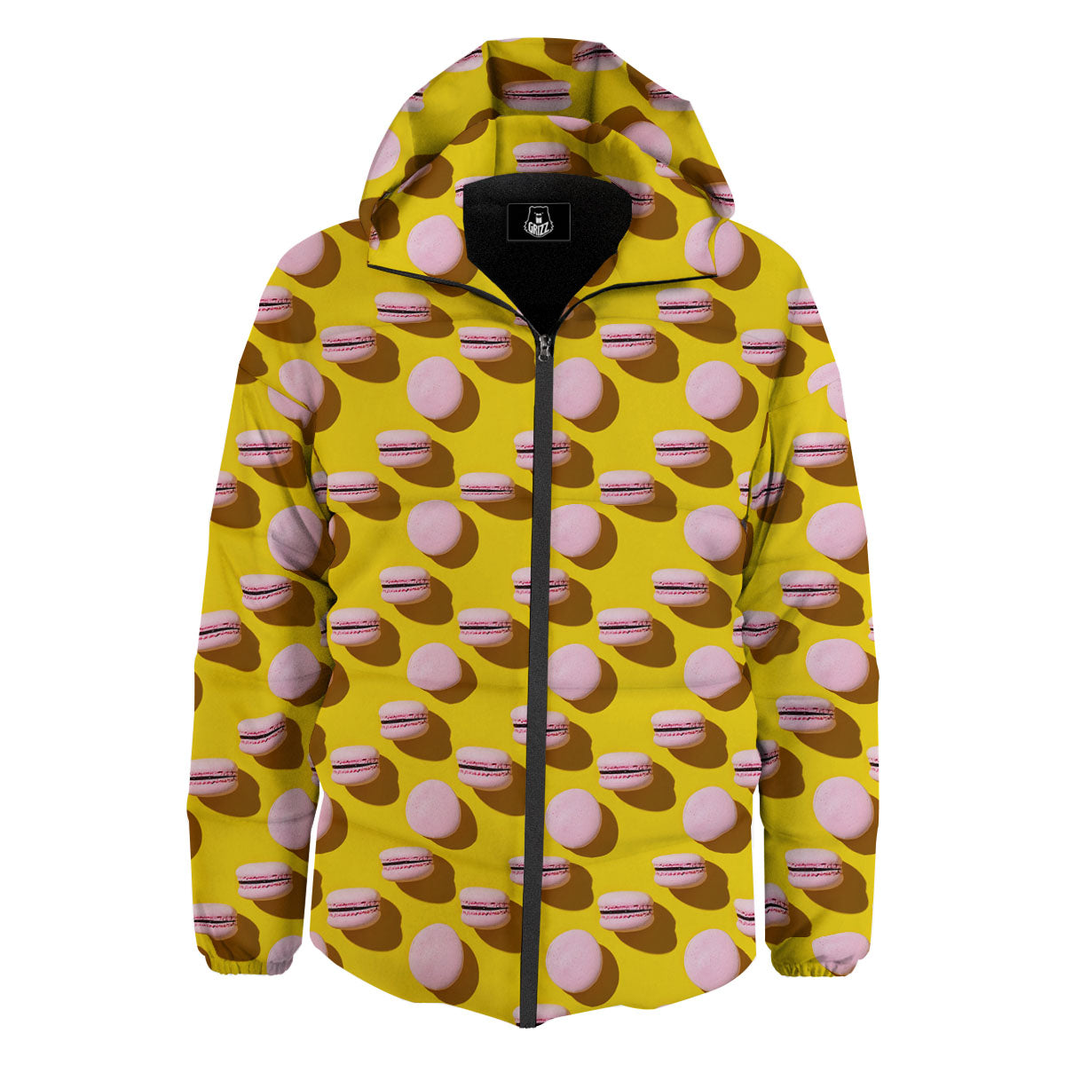 Macaron Yellow And Pink Print Pattern Down Jacket-grizzshop