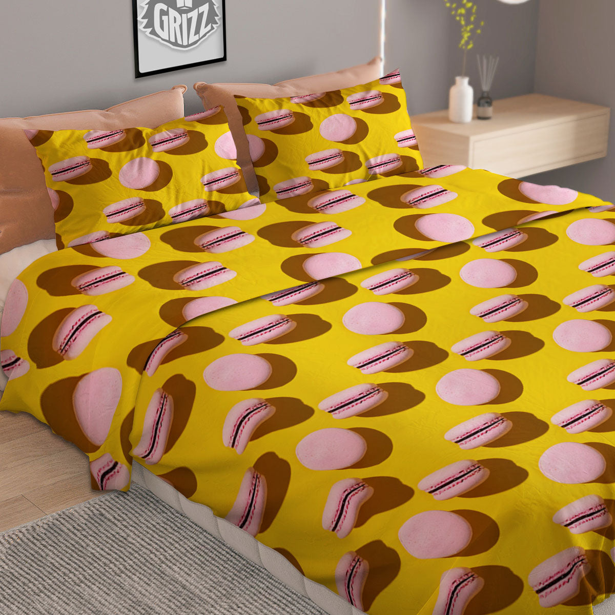 Macaron Yellow And Pink Print Pattern Duvet Cover Bedding Set