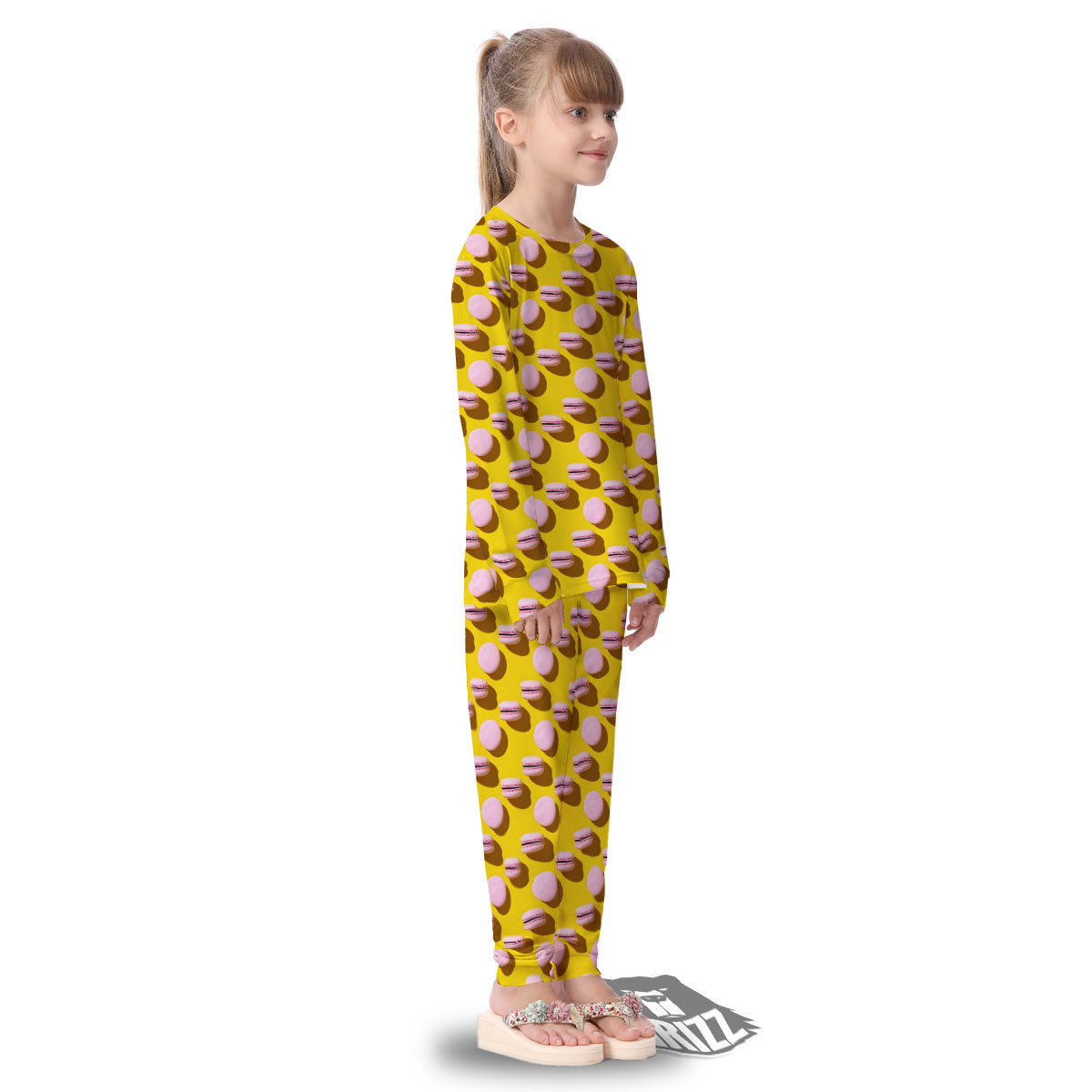 Macaron Yellow And Pink Print Pattern Kid's Pajamas-grizzshop