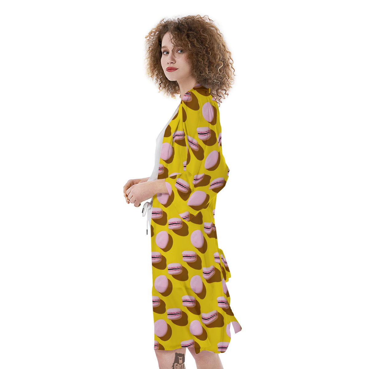 Macaron Yellow And Pink Print Pattern Kimono-grizzshop
