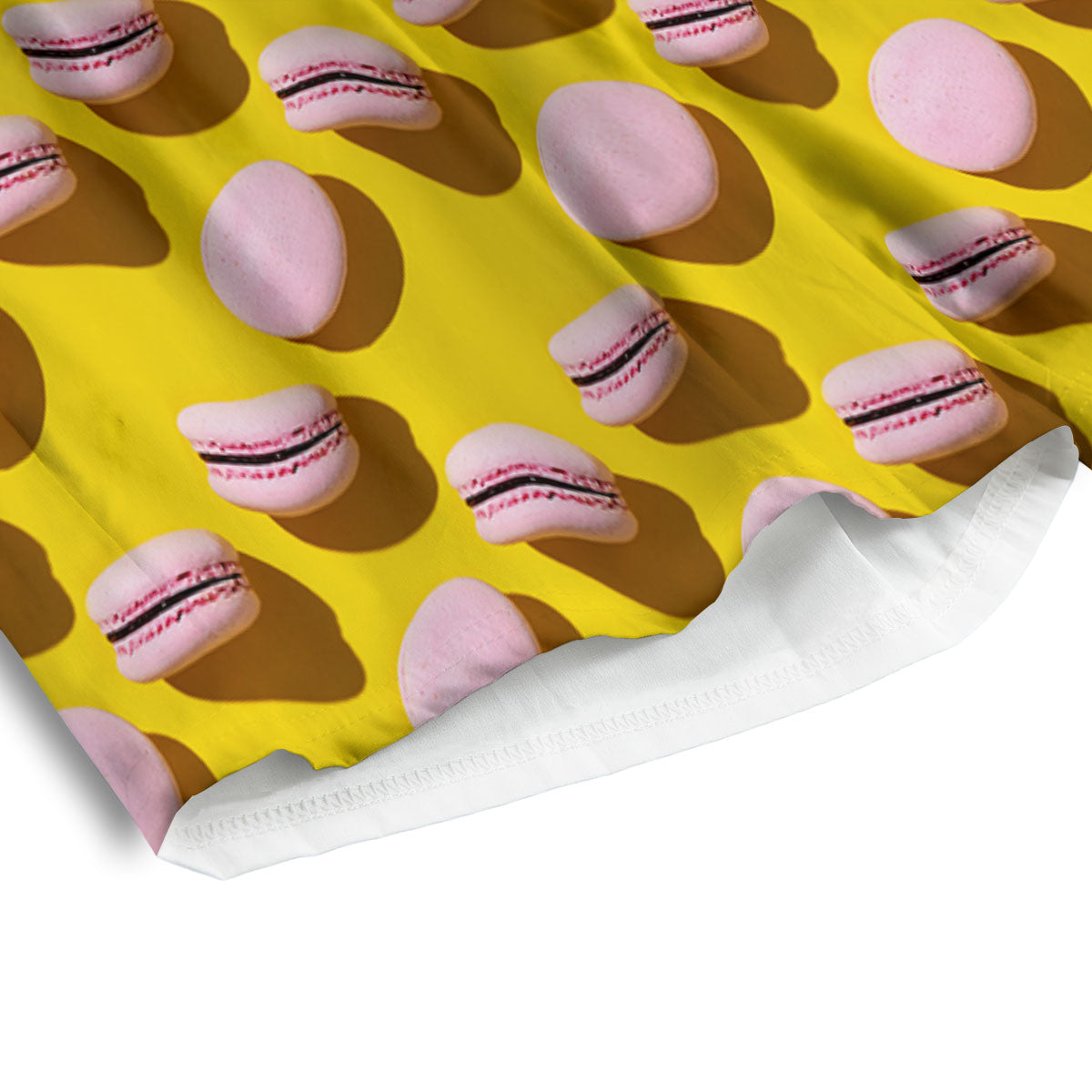 Macaron Yellow And Pink Print Pattern Men's Athletic Shorts