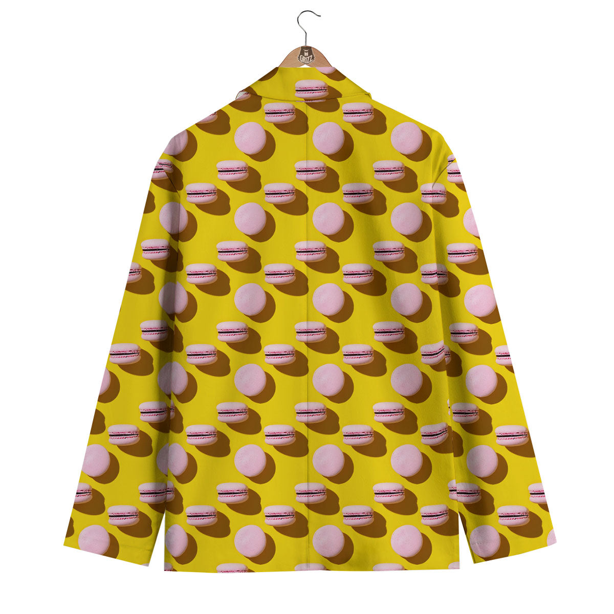 Macaron Yellow And Pink Print Pattern Men's Blazer-grizzshop