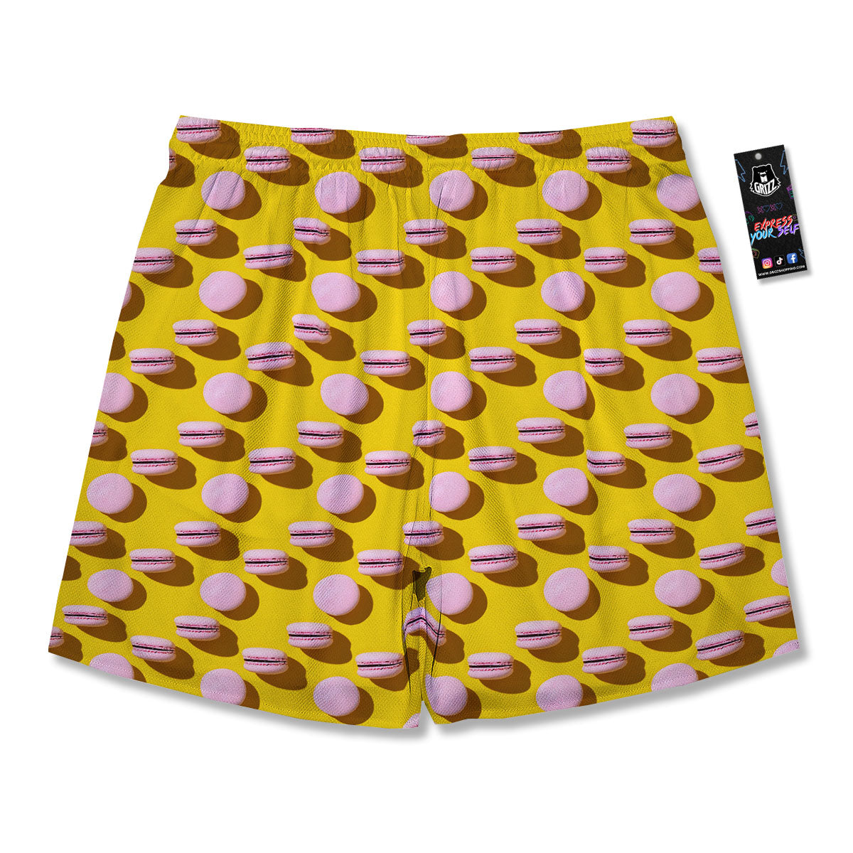 Macaron Yellow And Pink Print Pattern Men's Running Shorts-grizzshop