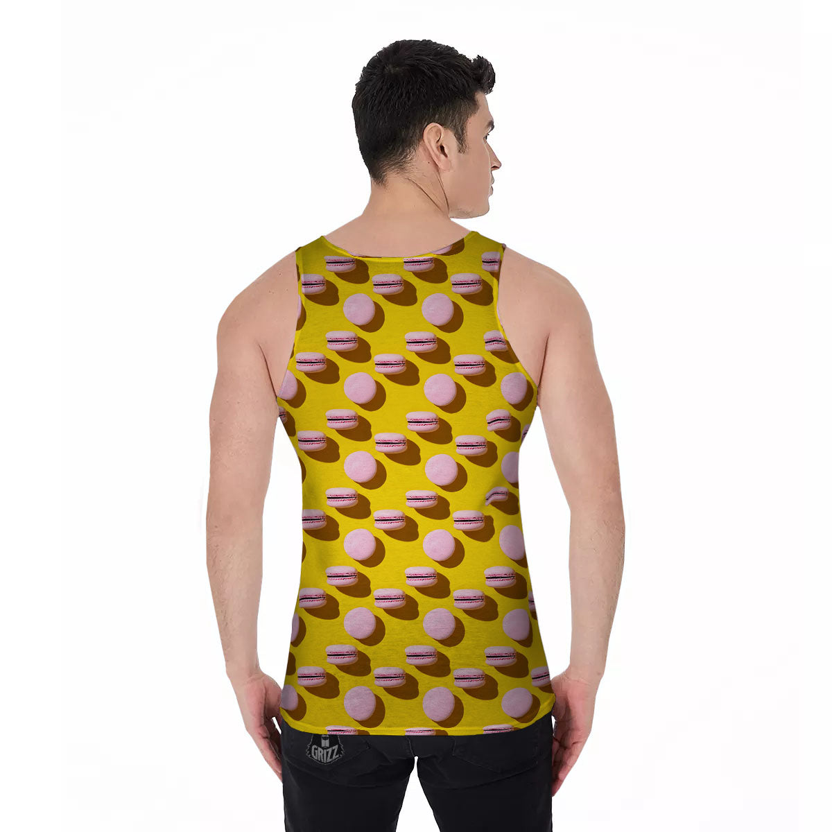 Macaron Yellow And Pink Print Pattern Men's Tank Top-grizzshop