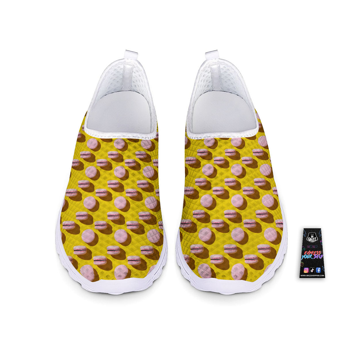 Macaron Yellow And Pink Print Pattern Nurse Shoes-grizzshop