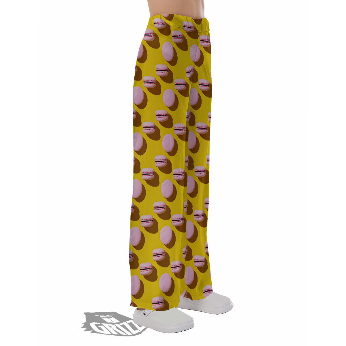 Macaron Yellow And Pink Print Pattern Pajama Pants-grizzshop