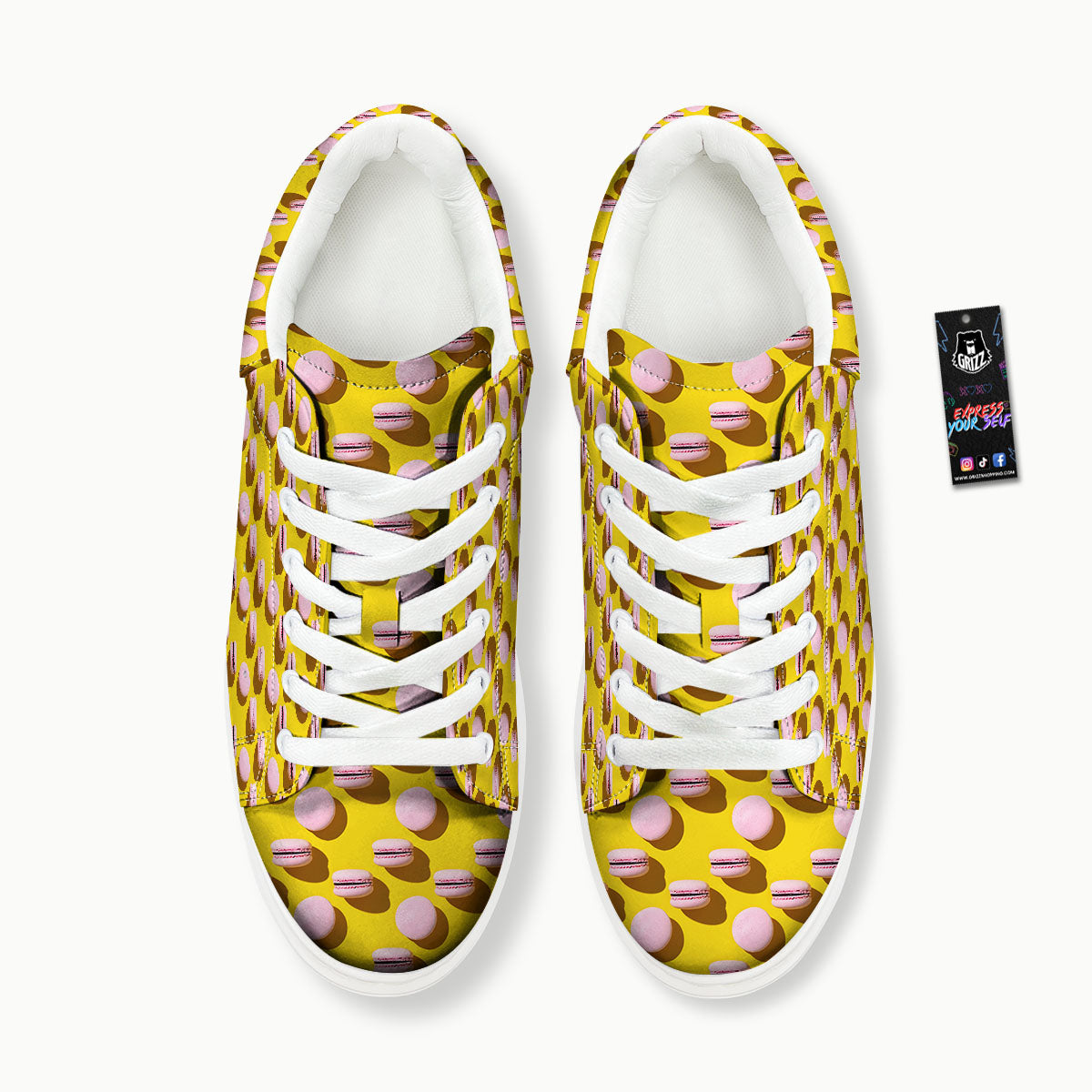 Macaron Yellow And Pink Print Pattern Platform Shoes-grizzshop