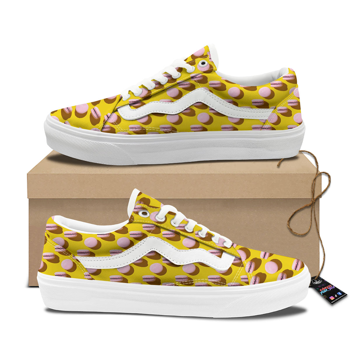 Macaron Yellow And Pink Print Pattern Skate Shoes-grizzshop