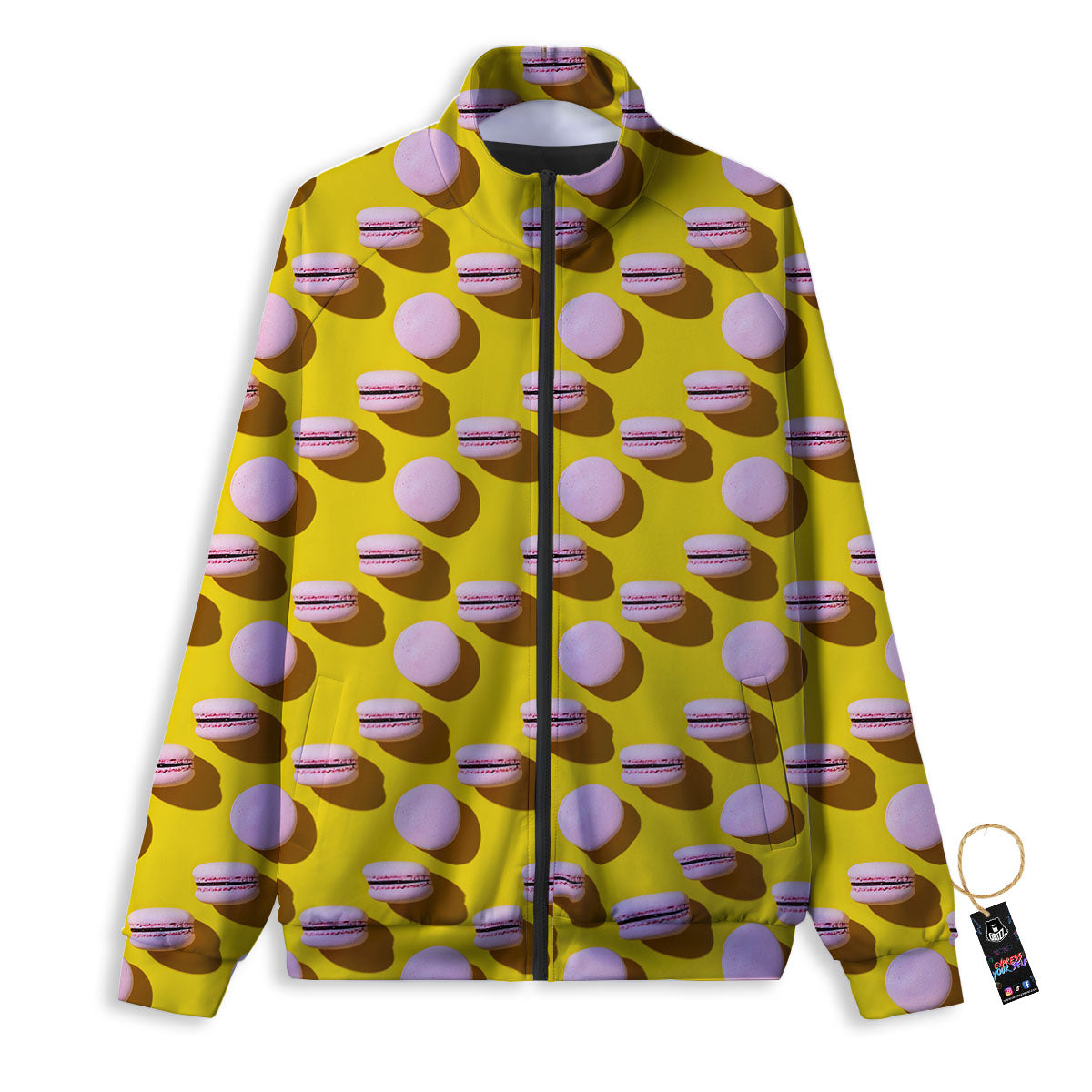 Macaron Yellow And Pink Print Pattern Track Jacket-grizzshop