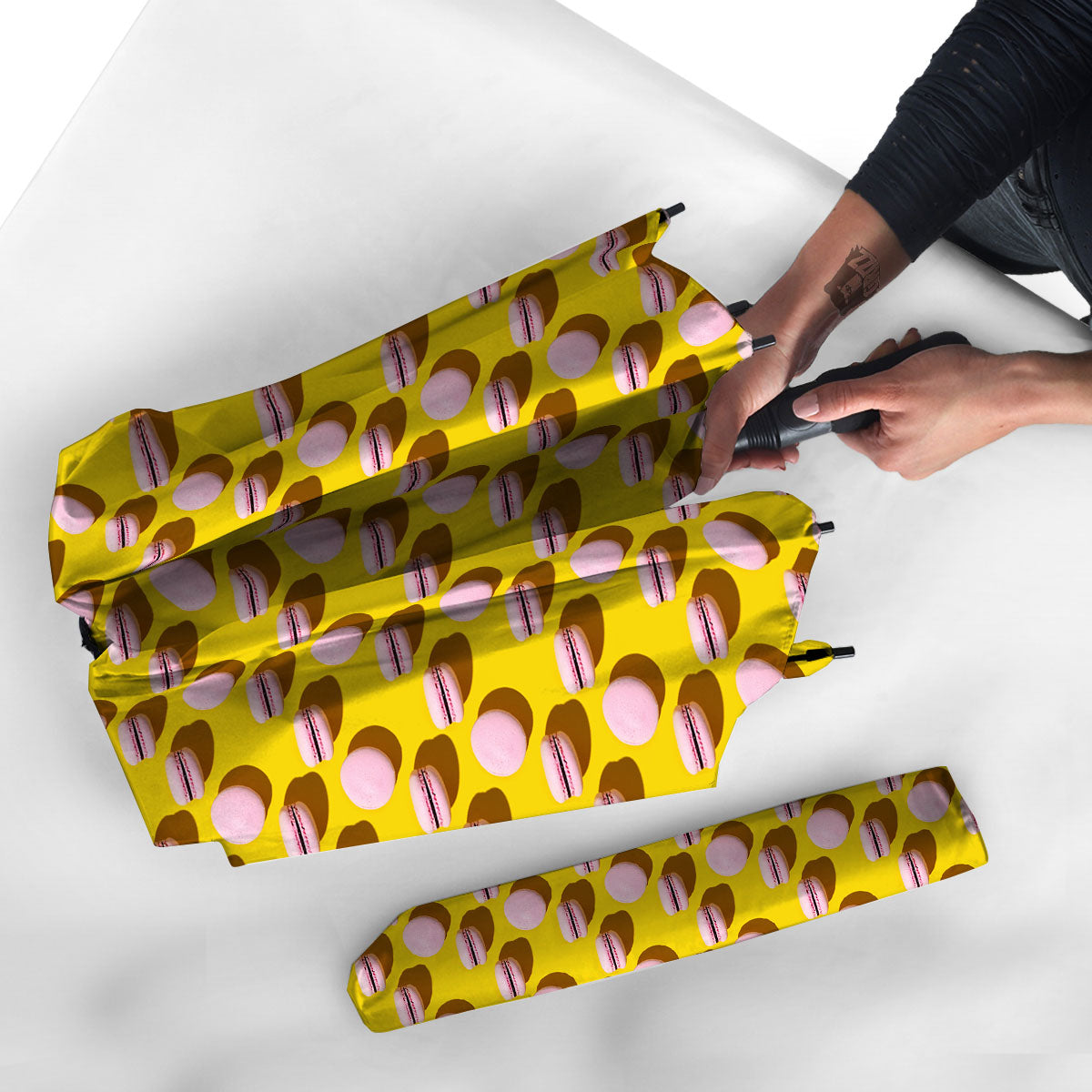 Macaron Yellow And Pink Print Pattern Umbrella-grizzshop