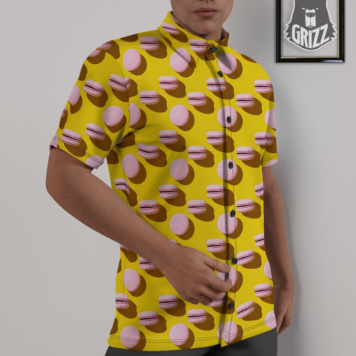Macaron Yellow And Pink Print Pattern Untucked Shirts-grizzshop