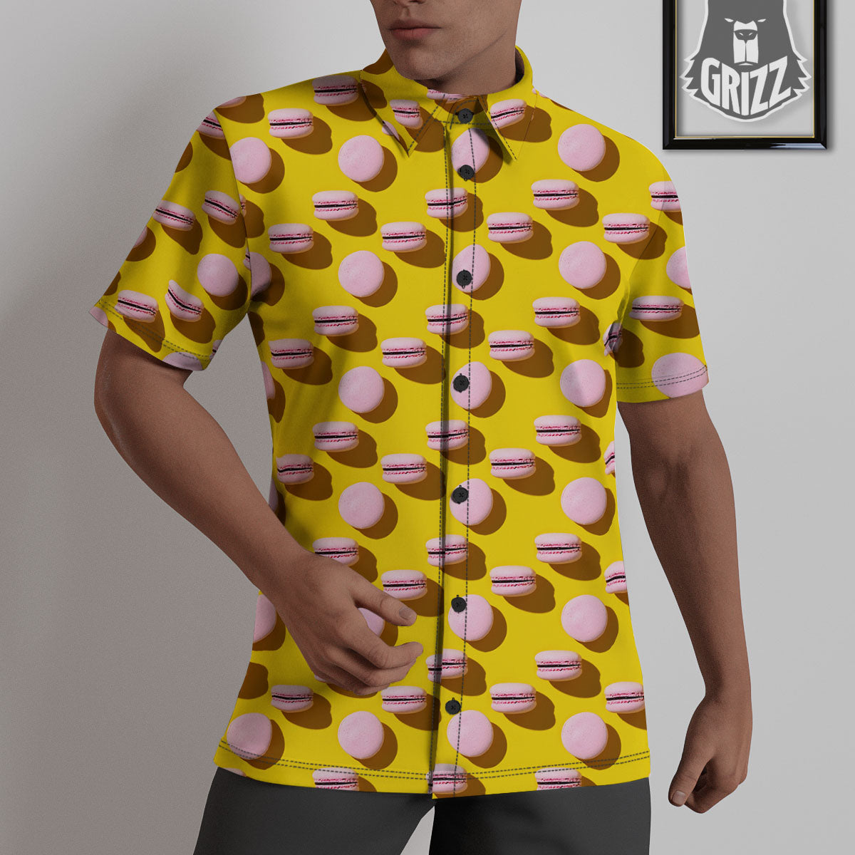 Macaron Yellow And Pink Print Pattern Untucked Shirts-grizzshop