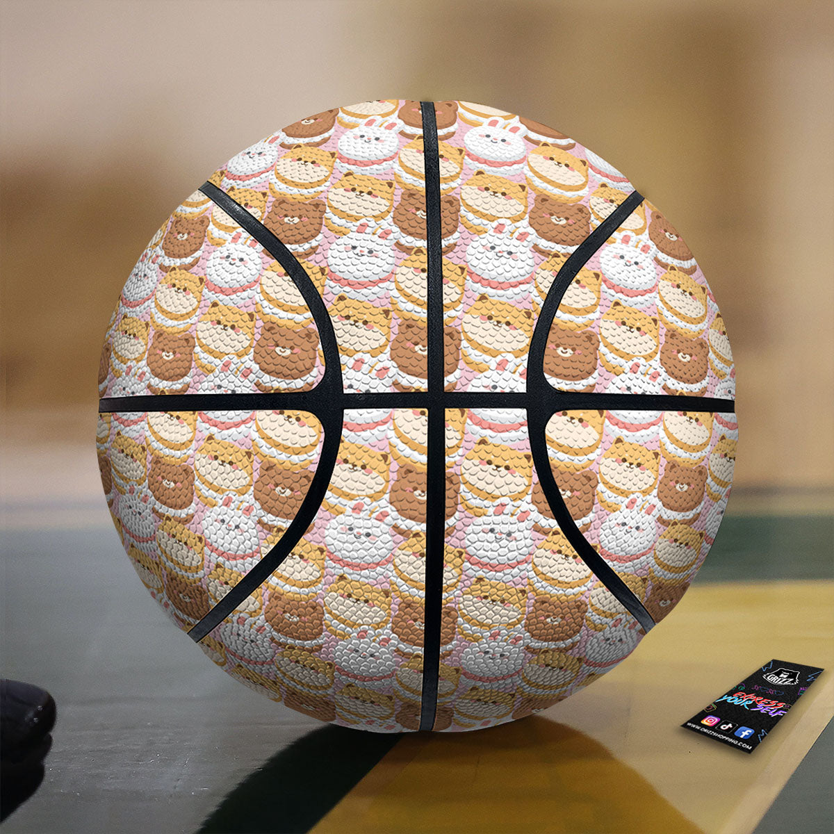 Macaron Cartoon Print Pattern Basketball