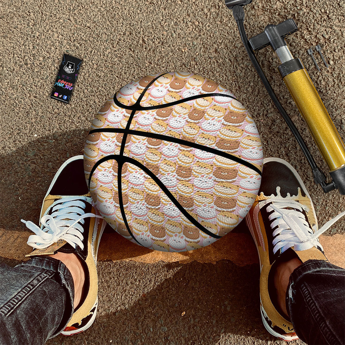 Macaron Cartoon Print Pattern Basketball