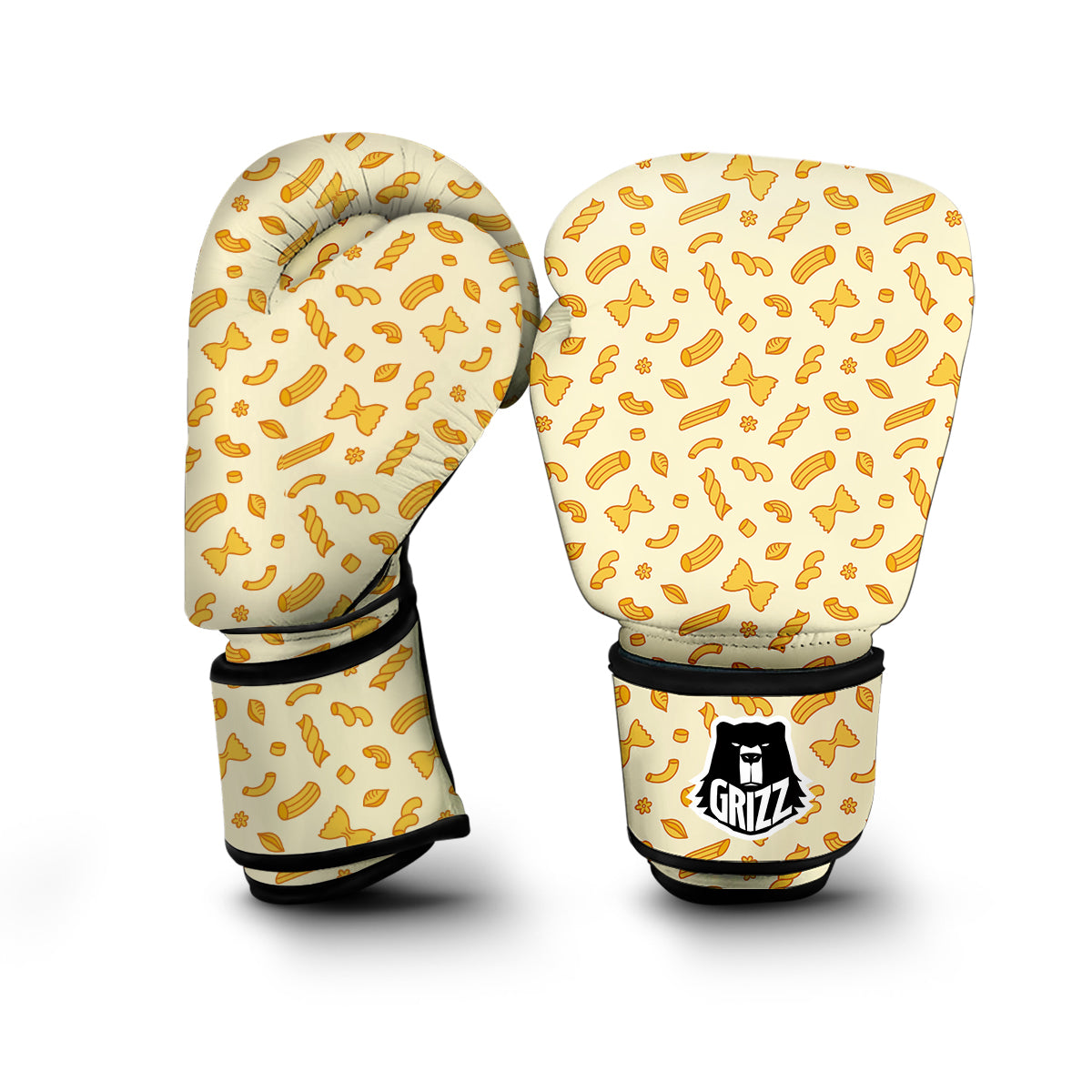 Macaroni Beige Print Pattern Boxing Gloves-grizzshop