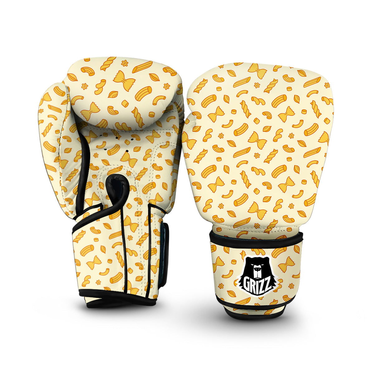 Macaroni Beige Print Pattern Boxing Gloves-grizzshop