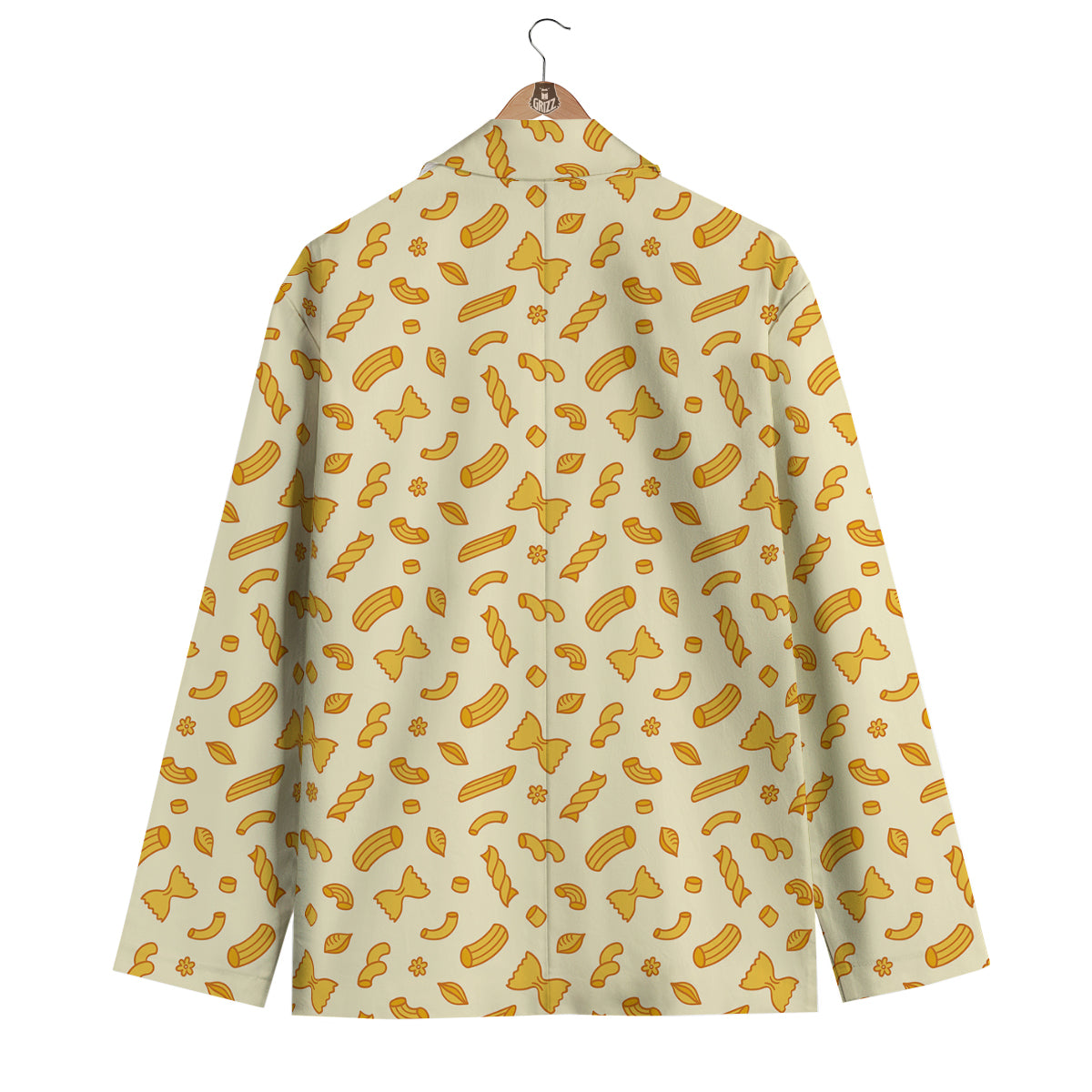 Macaroni Beige Print Pattern Men's Blazer-grizzshop