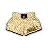 Macaroni Beige Print Pattern Muay Thai Boxing Shorts-grizzshop