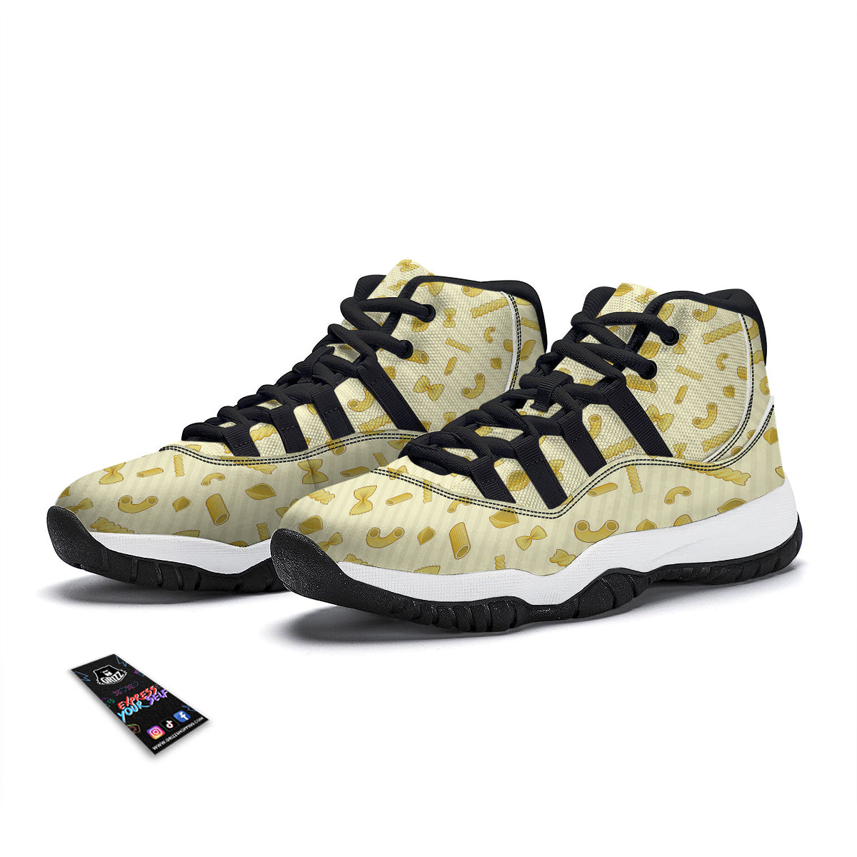Macaroni Striped Print Pattern Black Bball Shoes-grizzshop