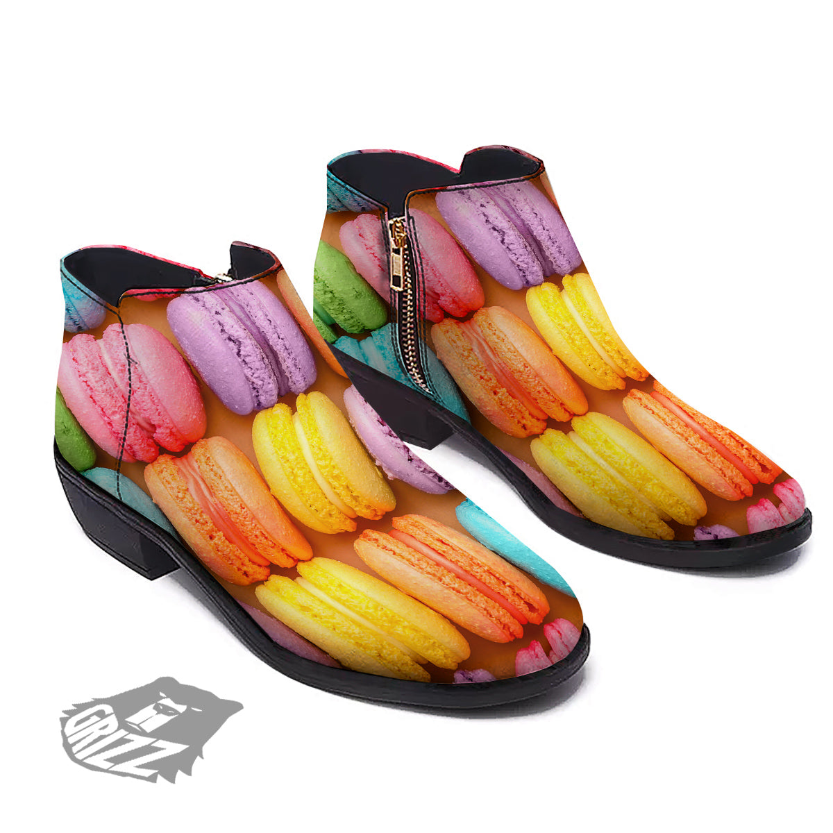 Macarons Colorful Print Ankle Boots-grizzshop