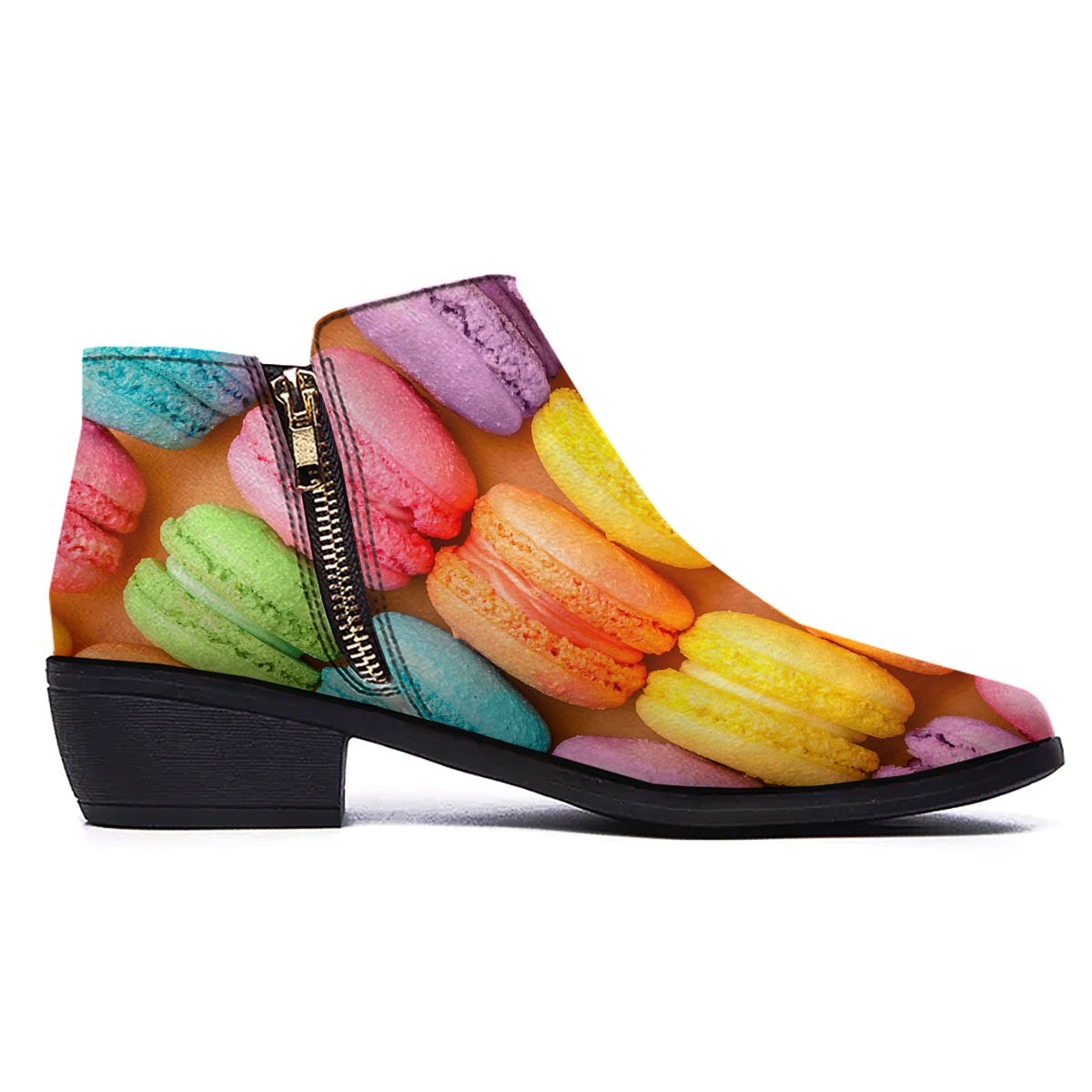 Macarons Colorful Print Ankle Boots-grizzshop