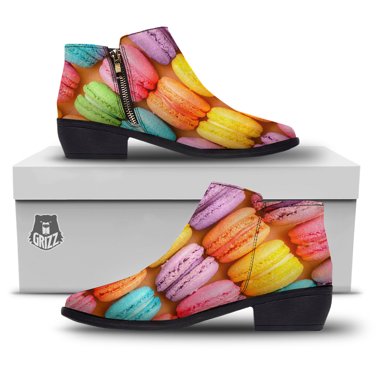 Macarons Colorful Print Ankle Boots-grizzshop