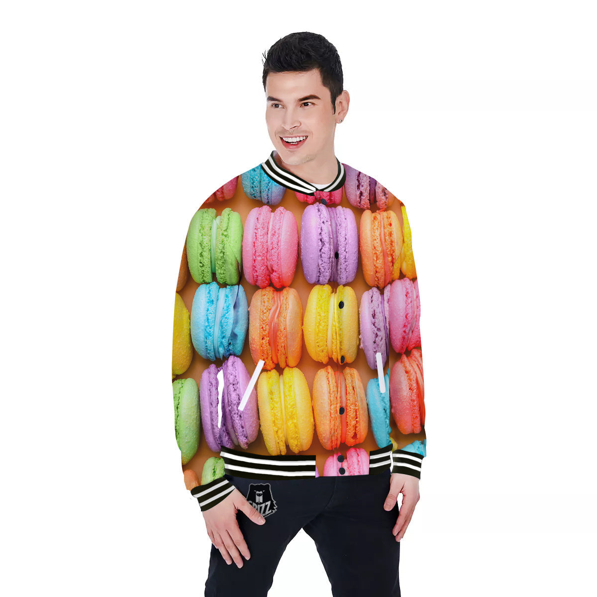 Macarons Colorful Print Baseball Jacket-grizzshop