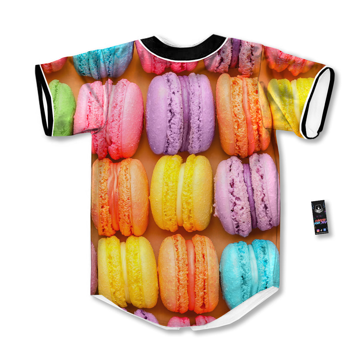Macarons Colorful Print Baseball Jersey-grizzshop