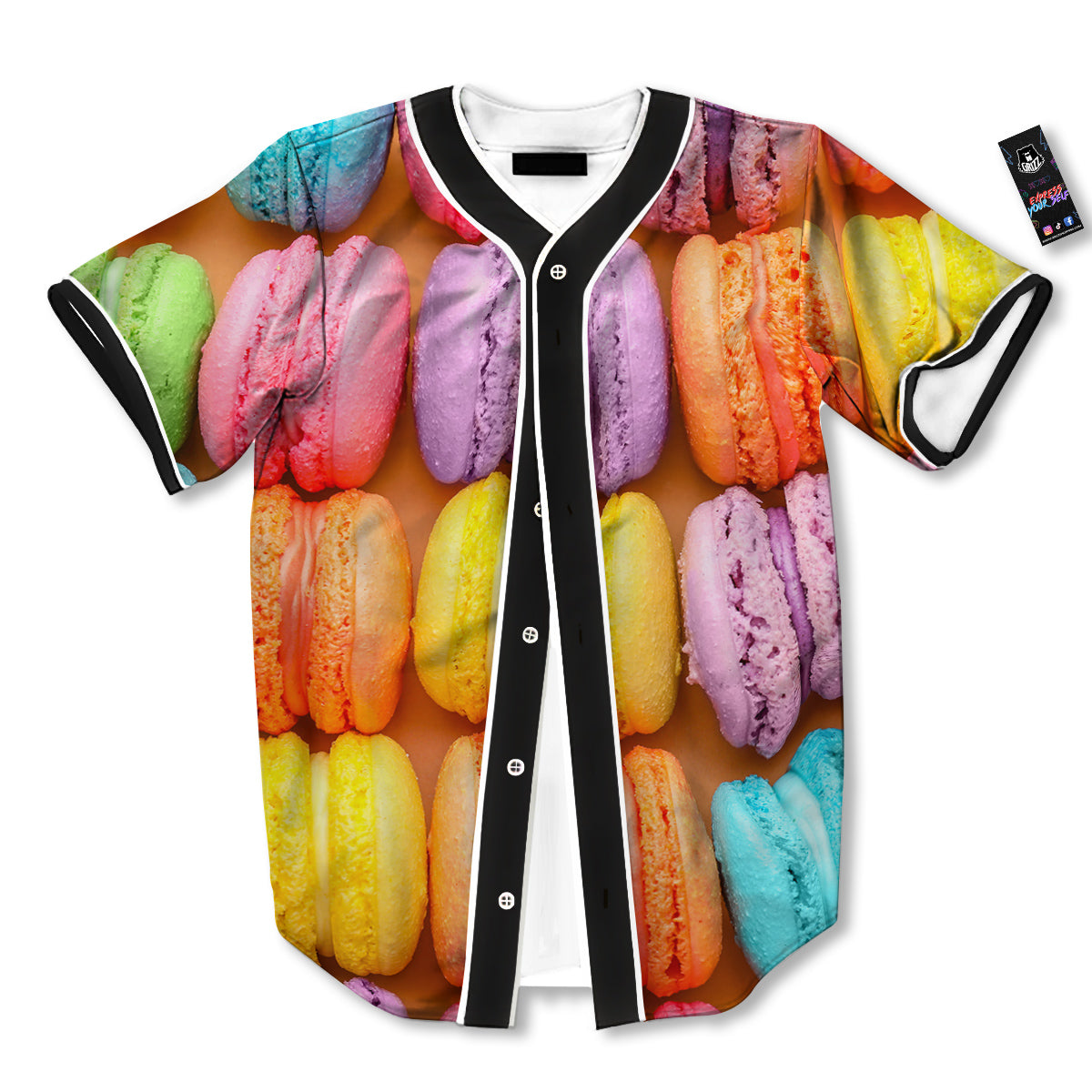 Macarons Colorful Print Baseball Jersey-grizzshop