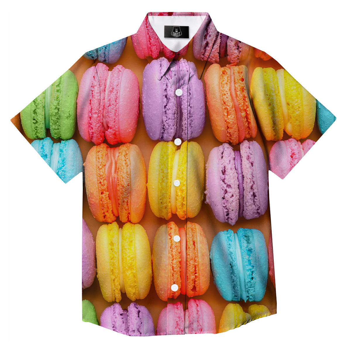 Macarons Colorful Print Button Up Shirt-grizzshop