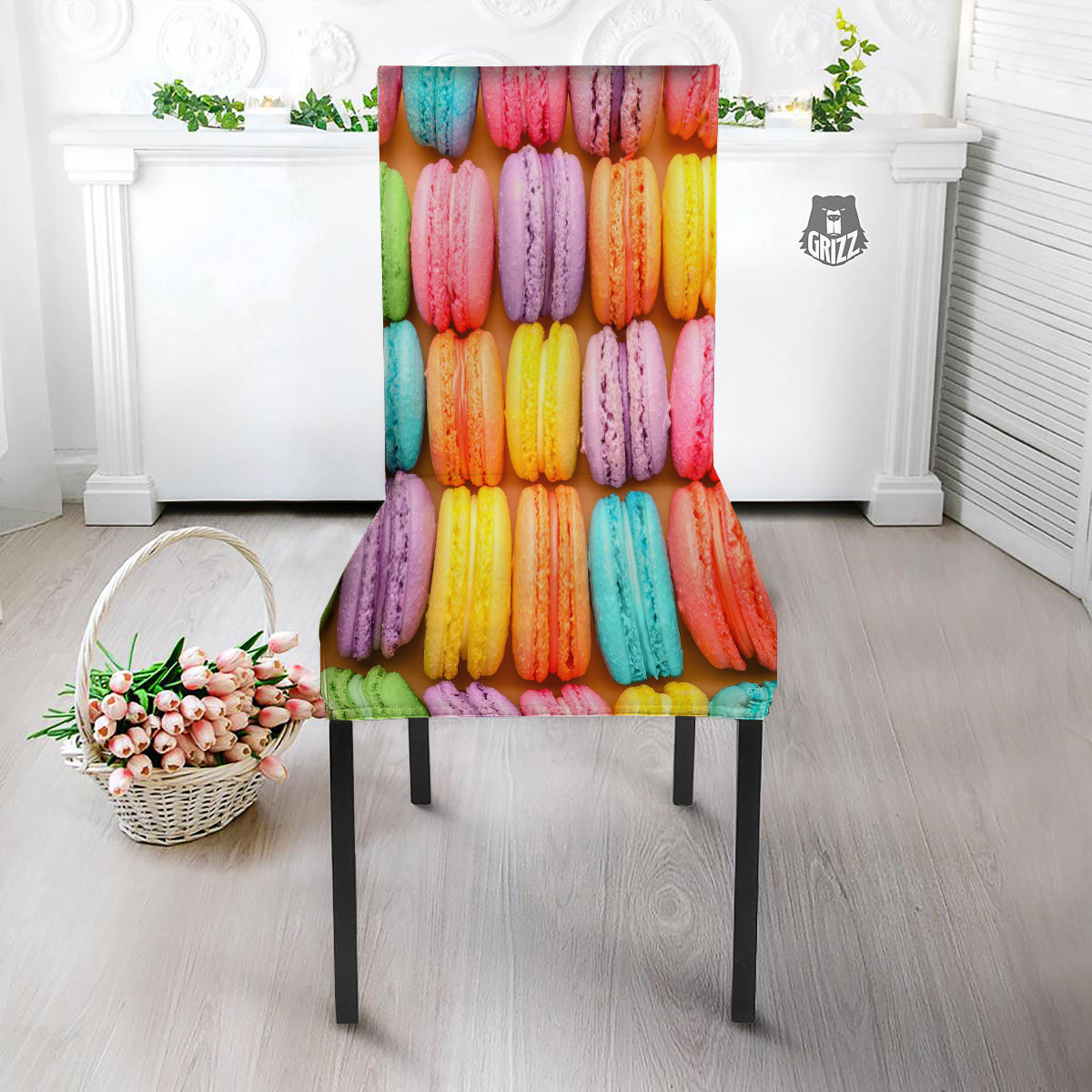 Macarons Colorful Print Dining Chair Slipcover-grizzshop