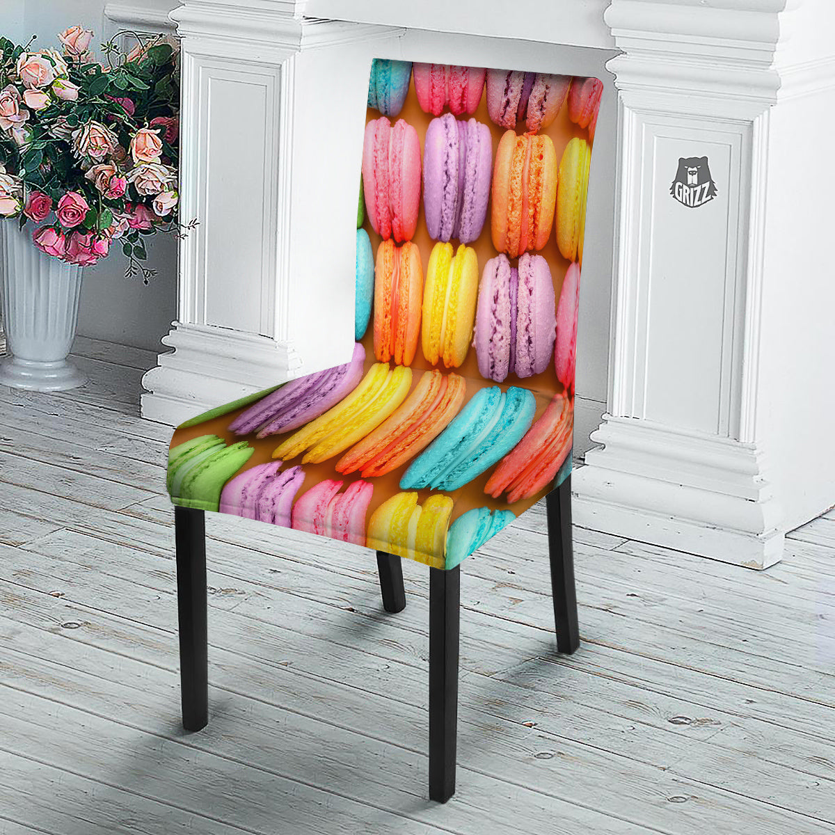 Macarons Colorful Print Dining Chair Slipcover-grizzshop