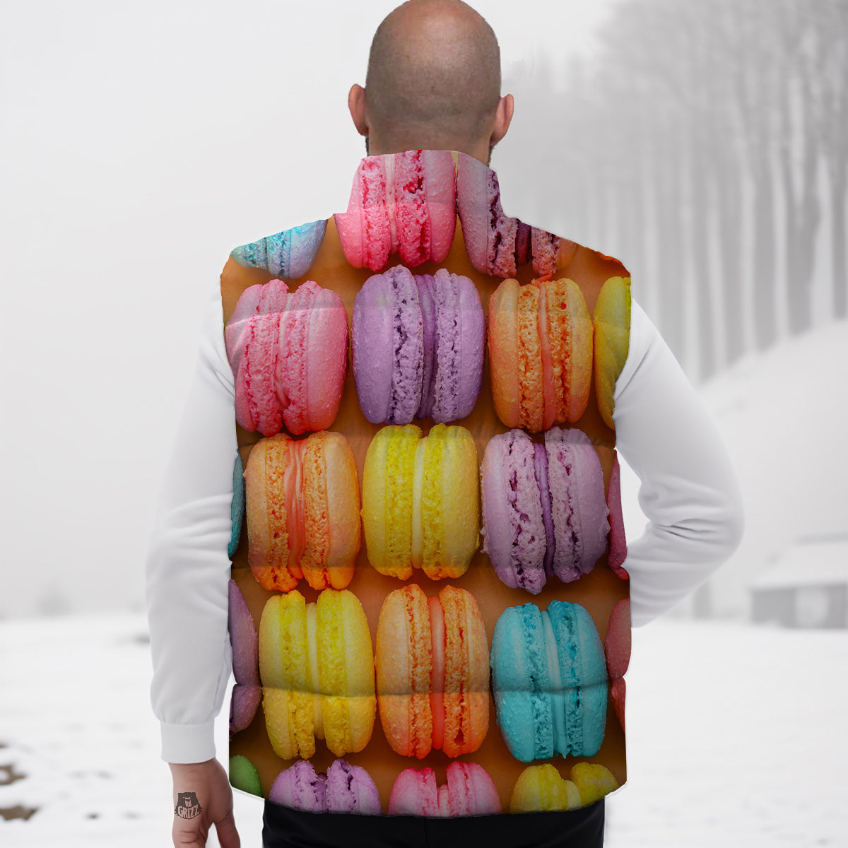 Macarons Colorful Print Down Vest