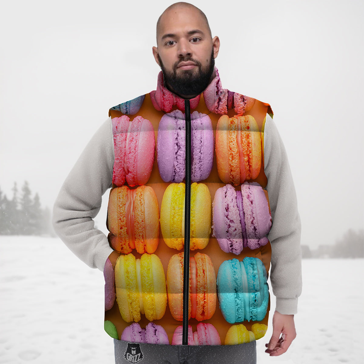 Macarons Colorful Print Down Vest