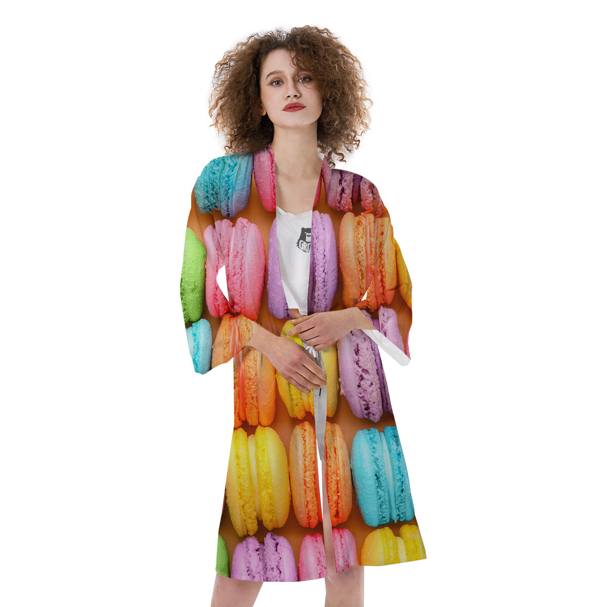 Macarons Colorful Print Kimono-grizzshop