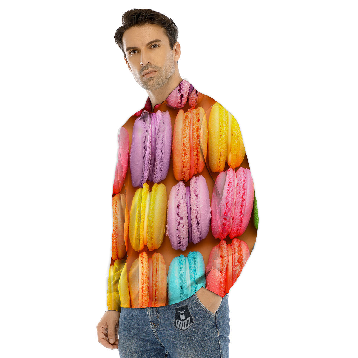 Macarons Colorful Print Men's Dress Shirts-grizzshop