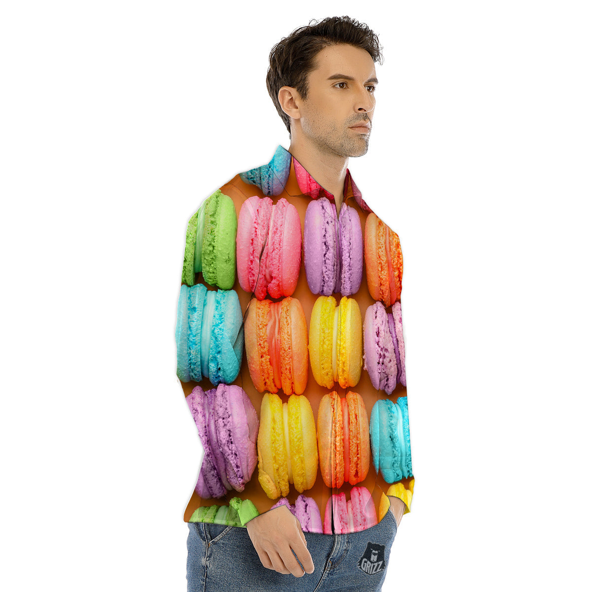 Macarons Colorful Print Men's Dress Shirts-grizzshop