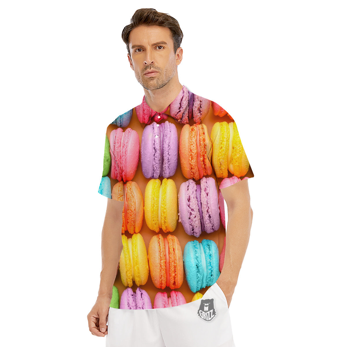 Macarons Colorful Print Men's Golf Shirts-grizzshop