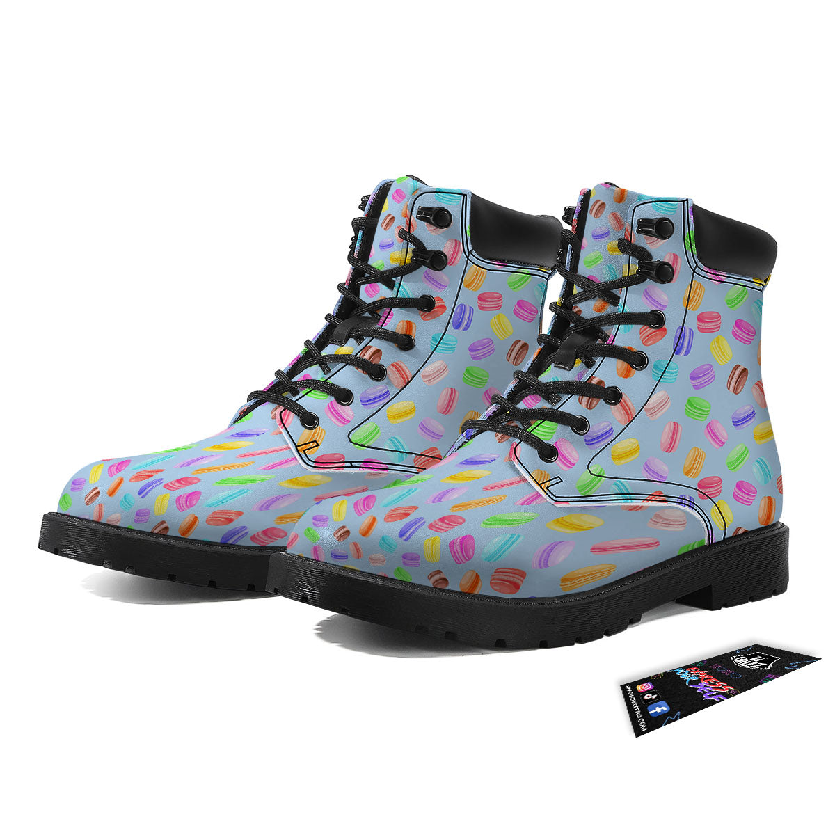 Macarons Colorful Print Pattern Boots-grizzshop