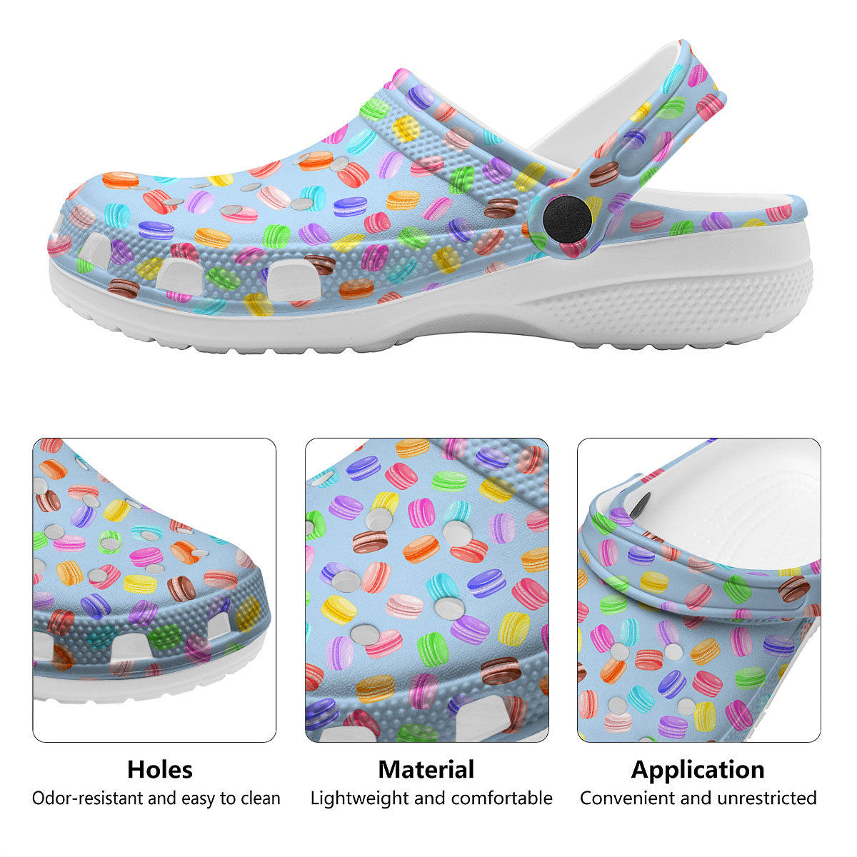 Macarons Colorful Print Pattern Clog-grizzshop