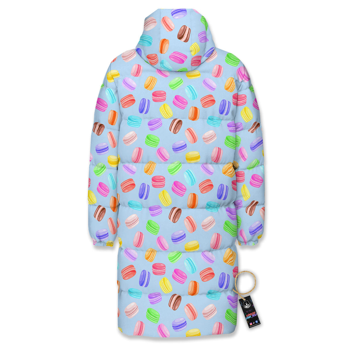 Macarons Colorful Print Pattern Long Down Jacket-grizzshop