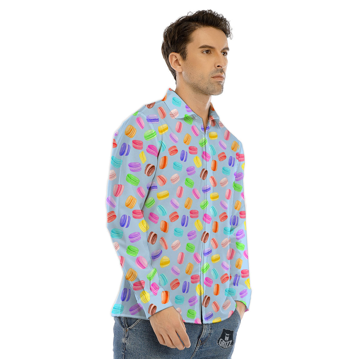 Macarons Colorful Print Pattern Men's Dress Shirts-grizzshop
