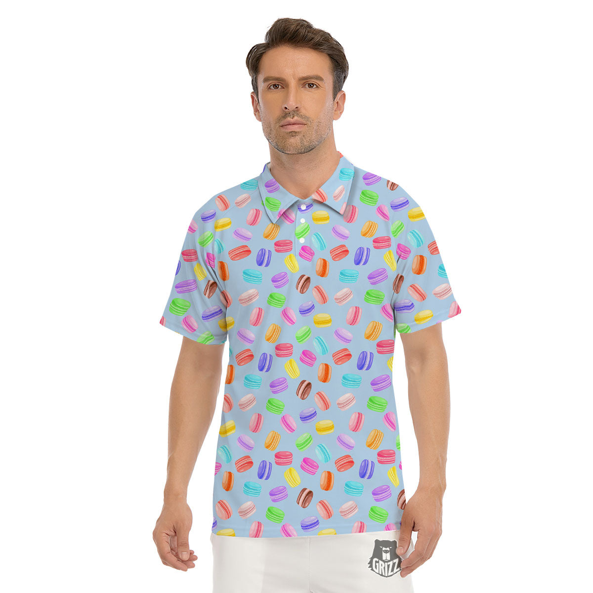Macarons Colorful Print Pattern Men's Golf Shirts-grizzshop