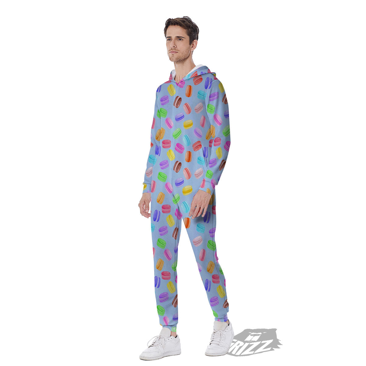 Macarons Colorful Print Pattern Men's Jumpsuit-grizzshop