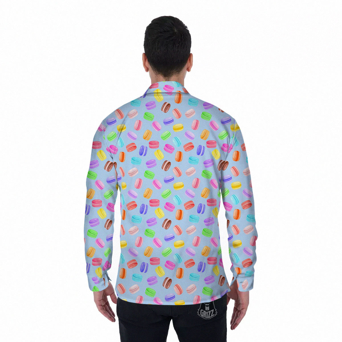 Macarons Colorful Print Pattern Men's Long Sleeve Shirts-grizzshop