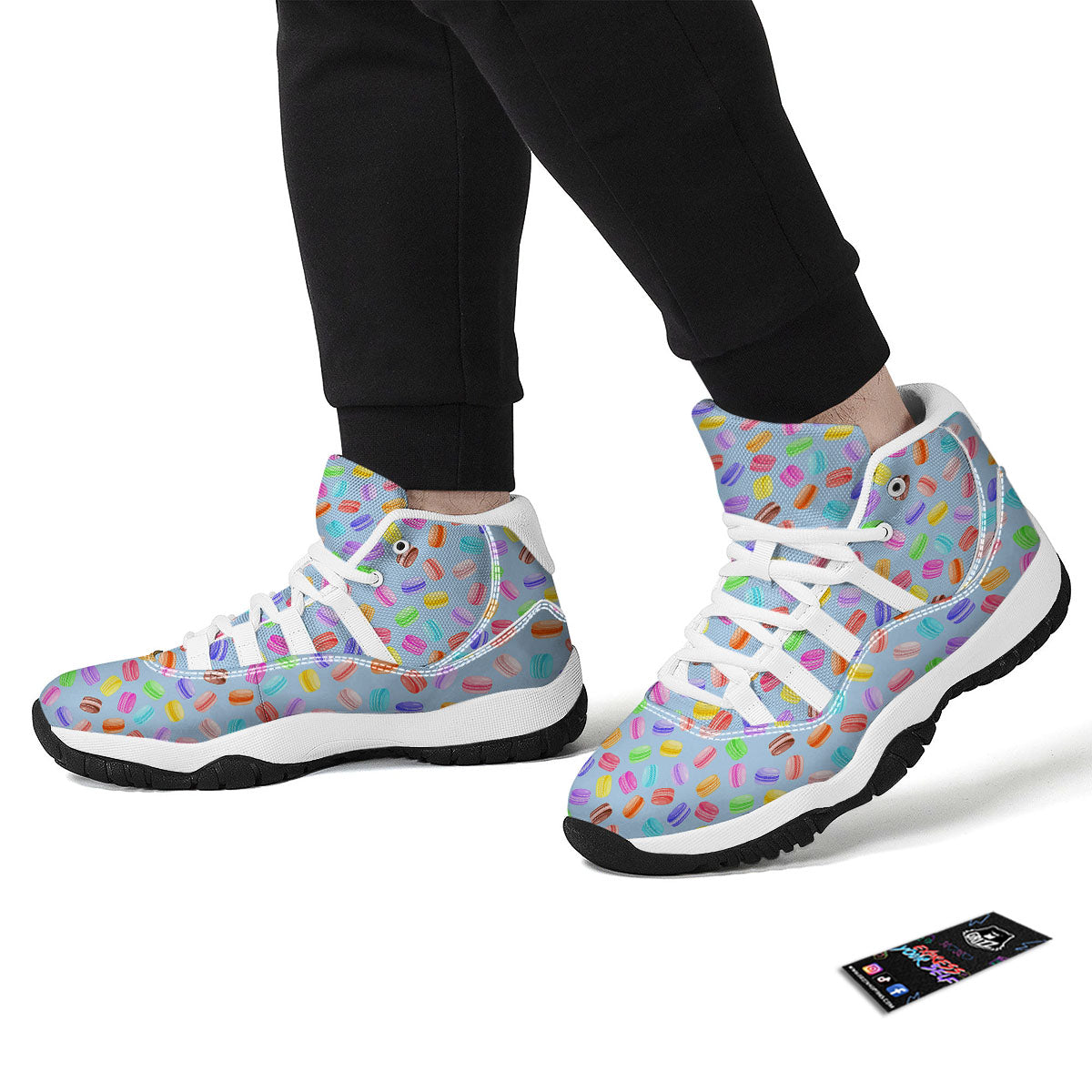 Macarons Colorful Print Pattern White Bball Shoes-grizzshop